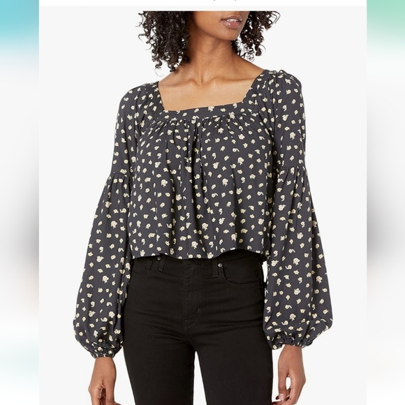 BILLABONG Just Beachy Floral Print Top In Black/yellow Multi. Size Small - Picture 15 of 16